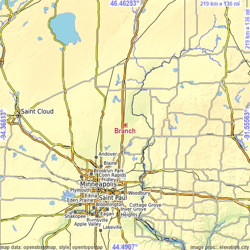 Topographic map of Branch