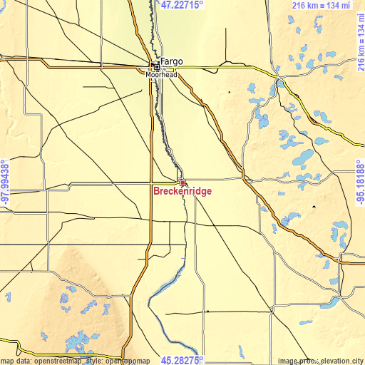 Topographic map of Breckenridge