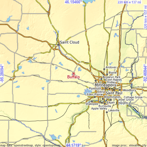 Topographic map of Buffalo