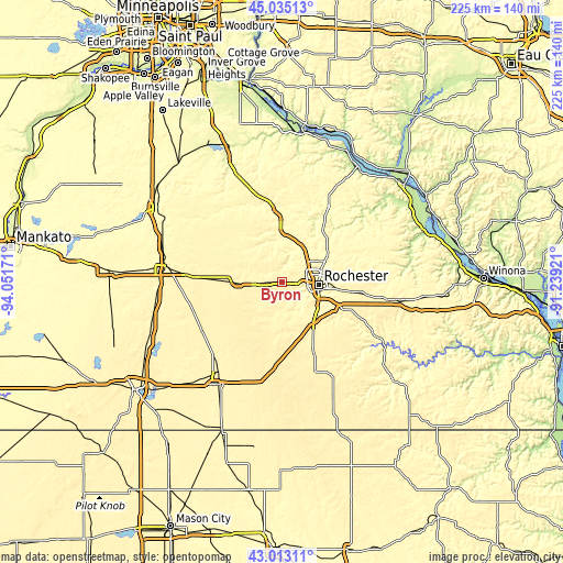 Topographic map of Byron