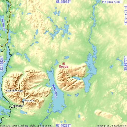 Topographic map of Revda