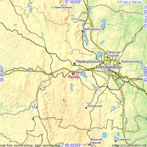 Topographic map of Revda