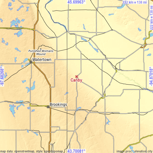 Topographic map of Canby