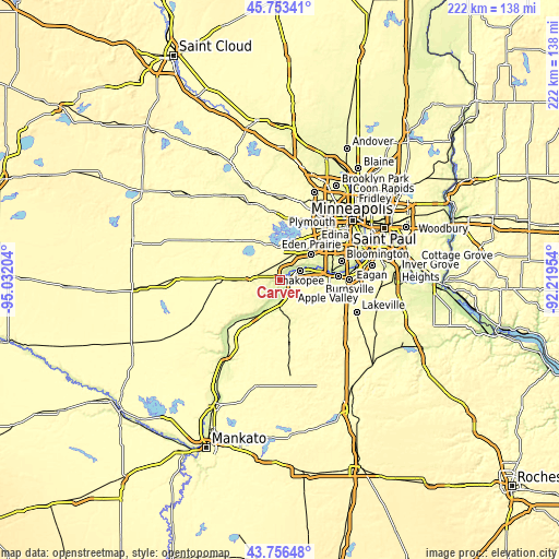 Topographic map of Carver