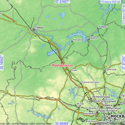 Topographic map of Reshetnikovo