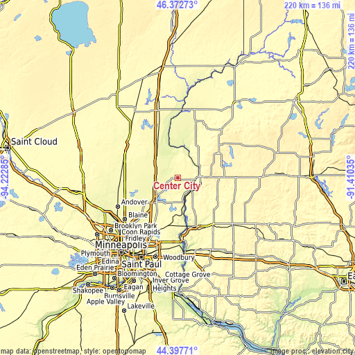 Topographic map of Center City