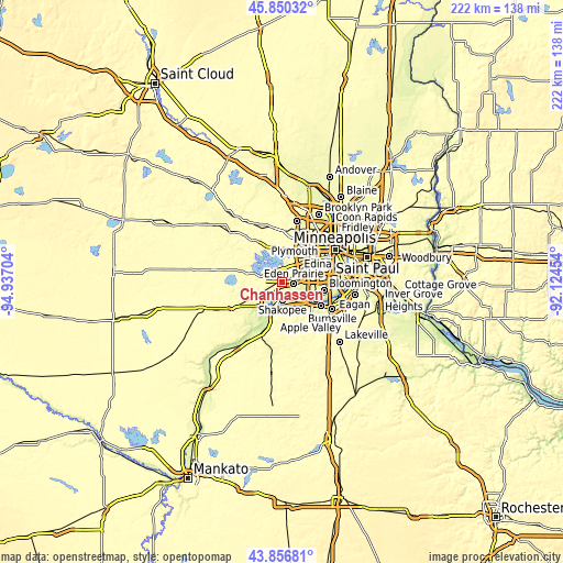 Topographic map of Chanhassen