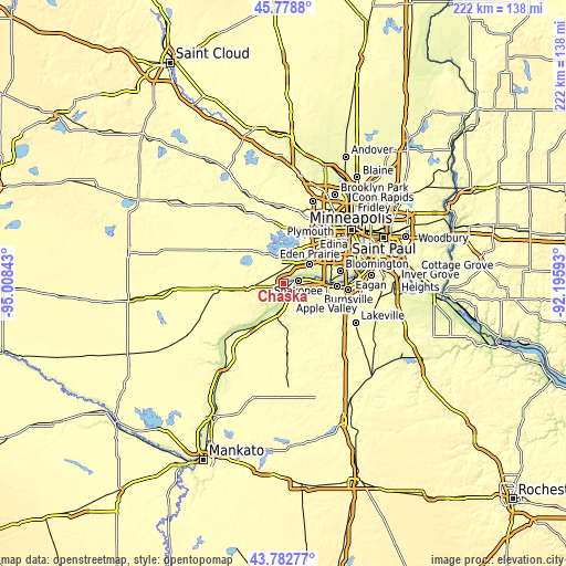 Topographic map of Chaska