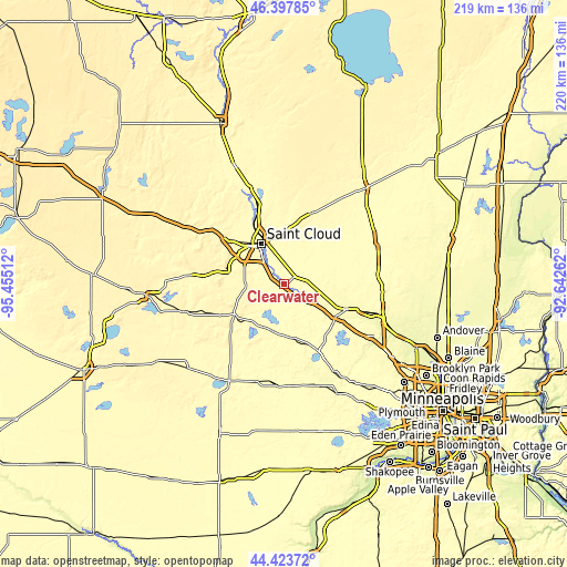 Topographic map of Clearwater