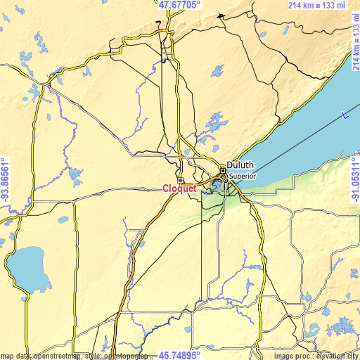 Topographic map of Cloquet