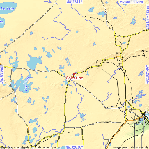 Topographic map of Coleraine