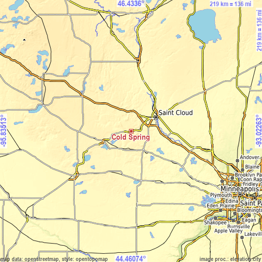 Topographic map of Cold Spring