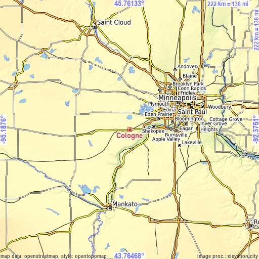 Topographic map of Cologne