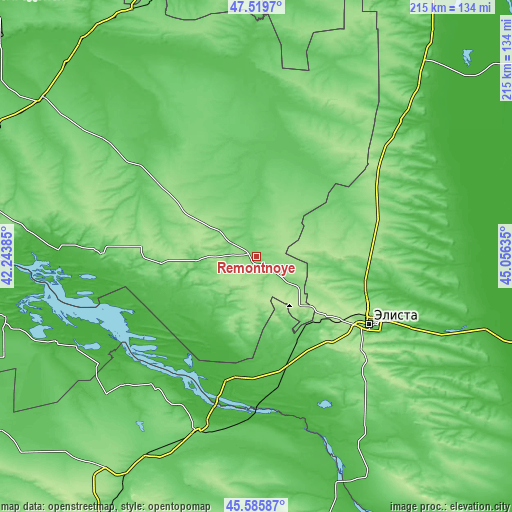 Topographic map of Remontnoye