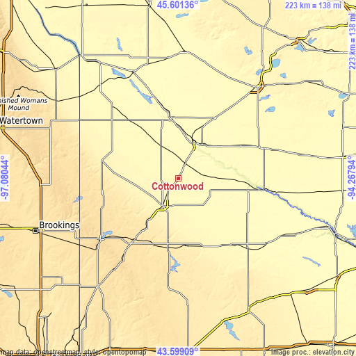 Topographic map of Cottonwood