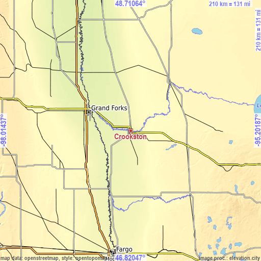 Topographic map of Crookston