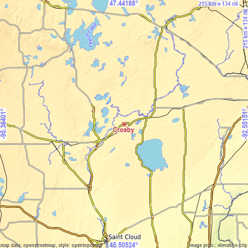 Topographic map of Crosby