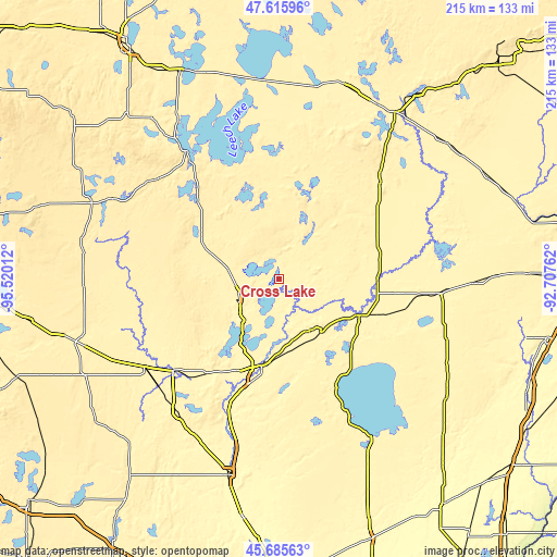 Topographic map of Cross Lake