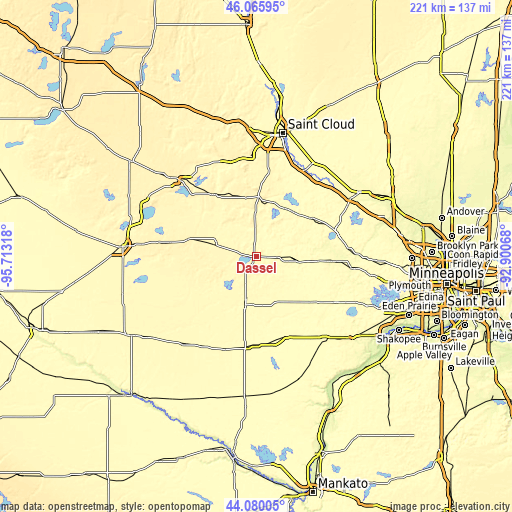 Topographic map of Dassel