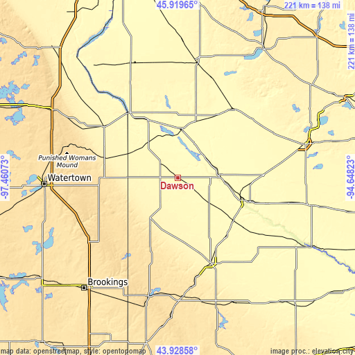 Topographic map of Dawson