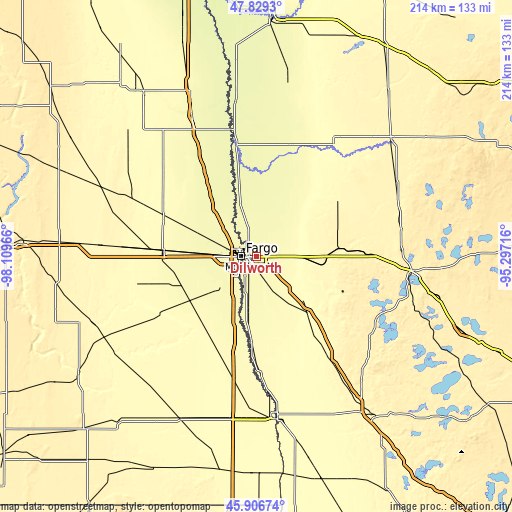 Topographic map of Dilworth