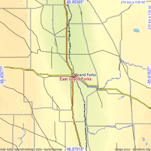 Topographic map of East Grand Forks