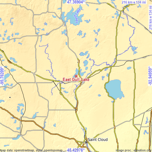 Topographic map of East Gull Lake