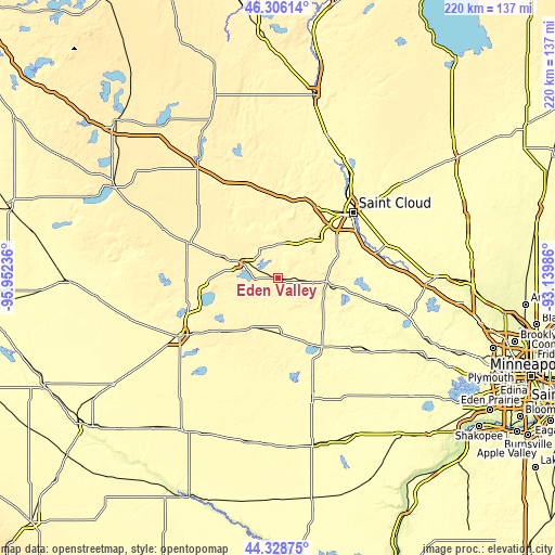 Topographic map of Eden Valley