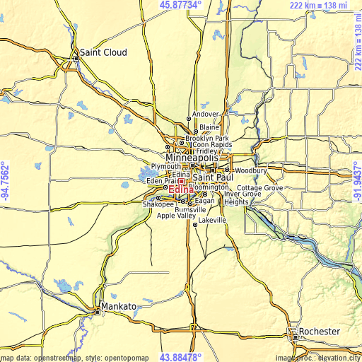 Topographic map of Edina