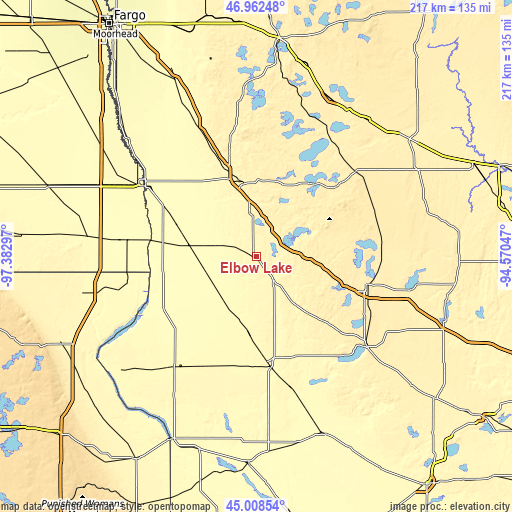 Topographic map of Elbow Lake