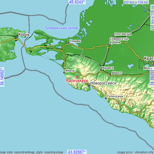 Topographic map of Rayevskaya