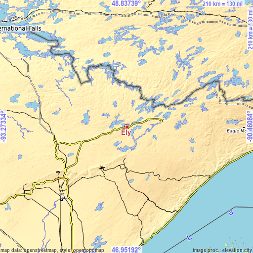 Topographic map of Ely