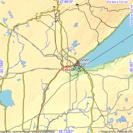 Topographic map of Esko