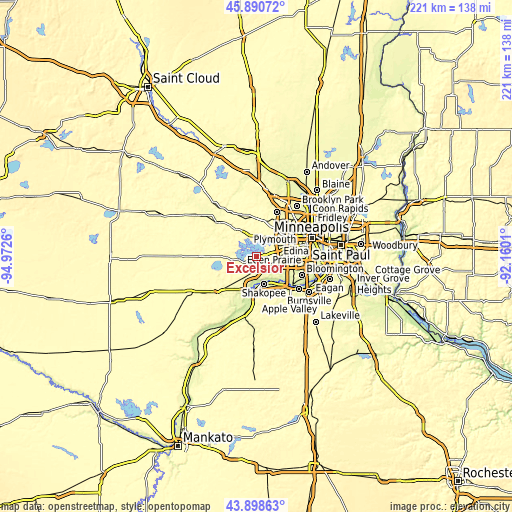 Topographic map of Excelsior