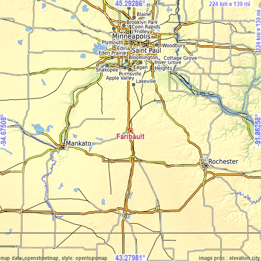 Topographic map of Faribault