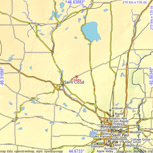 Topographic map of Foley