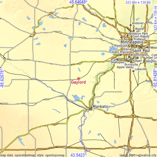 Topographic map of Gaylord