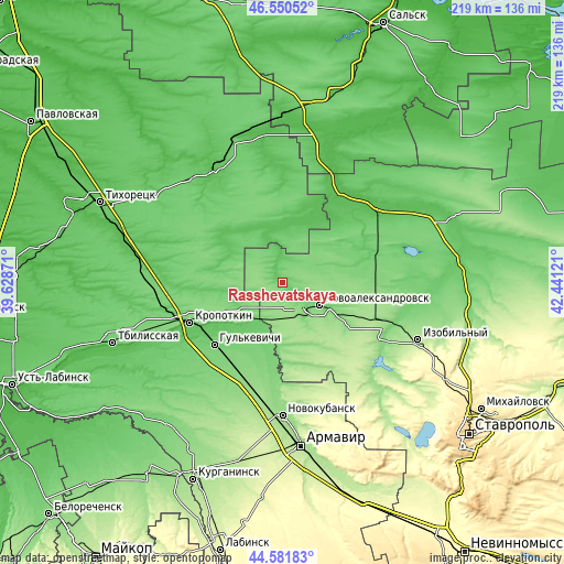 Topographic map of Rasshevatskaya