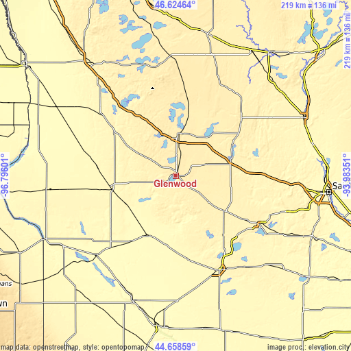 Topographic map of Glenwood