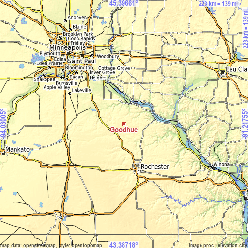 Topographic map of Goodhue