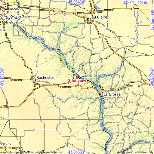 Topographic map of Goodview