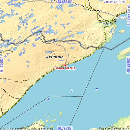 Topographic map of Grand Marais