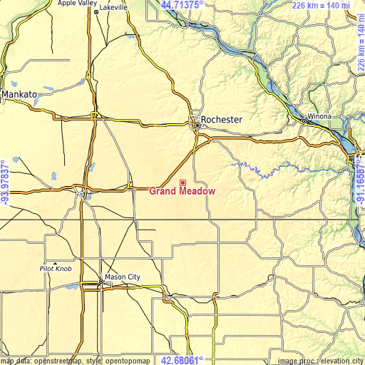 Topographic map of Grand Meadow