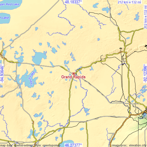 Topographic map of Grand Rapids