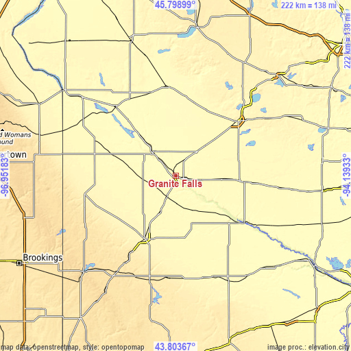 Topographic map of Granite Falls