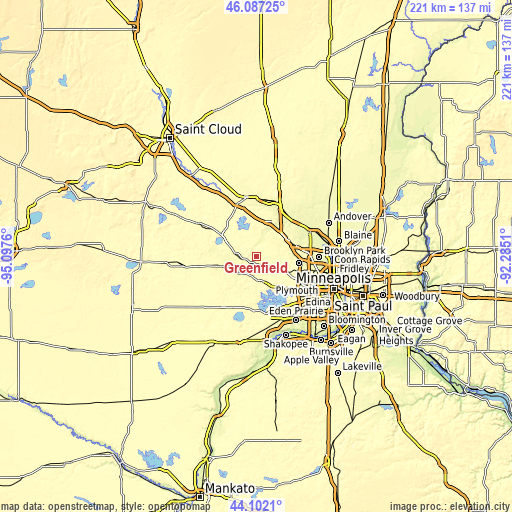 Topographic map of Greenfield