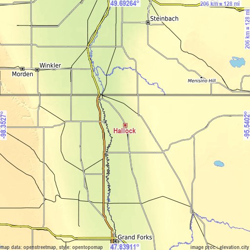 Topographic map of Hallock