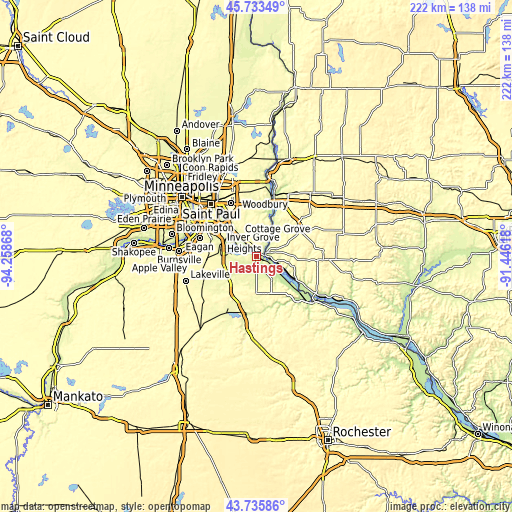 Topographic map of Hastings