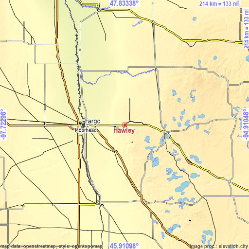 Topographic map of Hawley