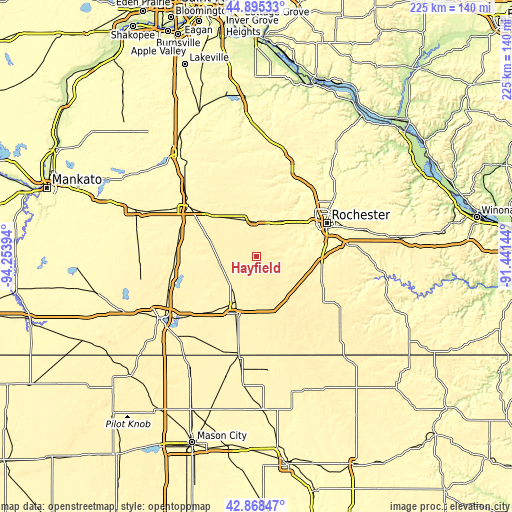 Topographic map of Hayfield